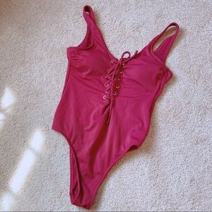 One piece lace up swimsuit NWT